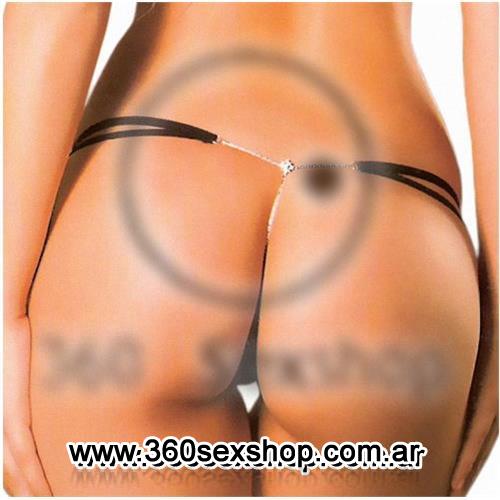 Tanga Colaless Negra Con Cadenita