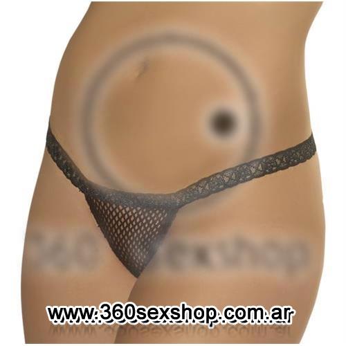 Tanga De Red Negra Con Puntilla