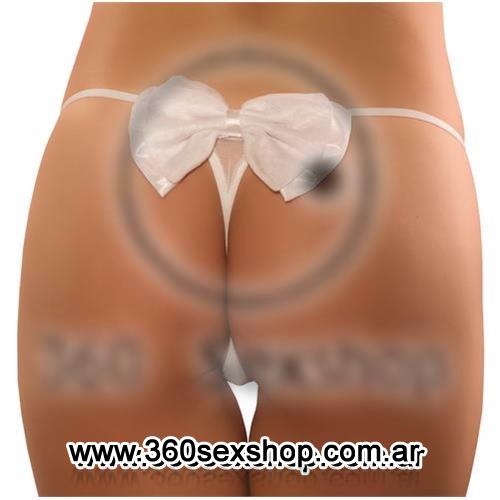 Tanga Colaless Con Moño Blanca