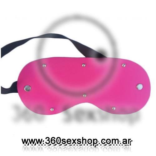 Antifaz De Cuero Con Peluche Para Confort Rosa Fluo Sado