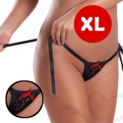 Colaless XL de encaje con cintas para atar negra