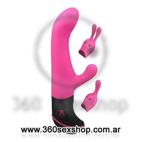 Vibrador punto g con estimulador de clitoris y accesorios