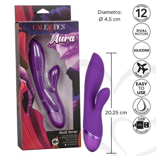 Vibrador con estimulador de clitoris Aura Dual Lover con carga USB