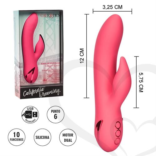 California Dreaming Vibrador con estimulador de clitoris y carga USB