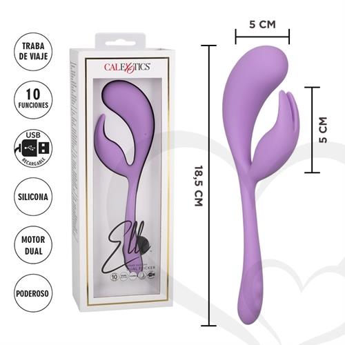 Elle estimulador de punto G con vibrador de clitoris de silicona liquida