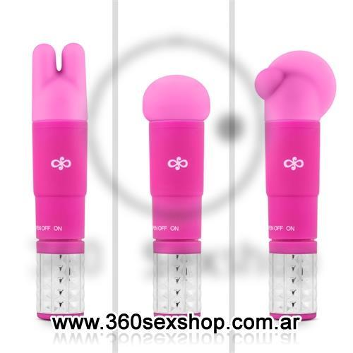 Vibrador estimulador con 3 accesorios intercambiables