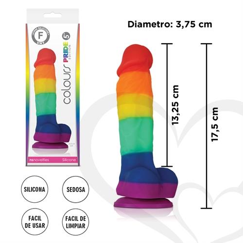 Consolador multi color de 13 cm con sopapa