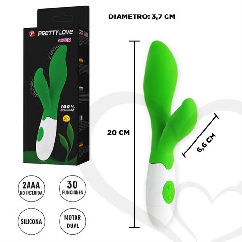 Vibrador con estimulacion clitorial de suave textura