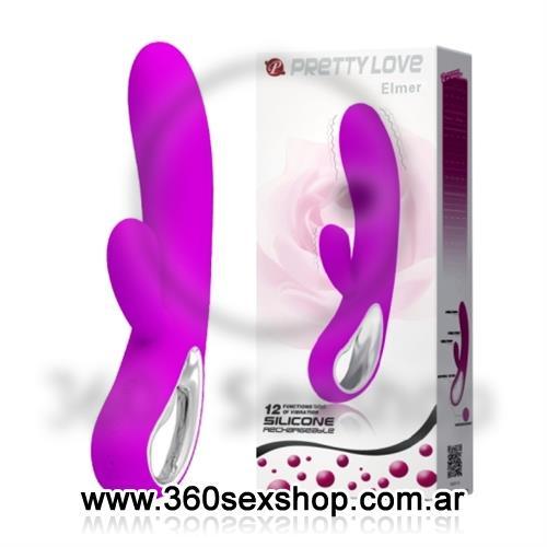 Vibrador con estimulador del clitoris y caga USB