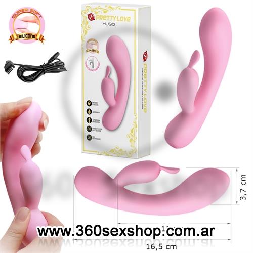 Vibrador de textura suave con masajeador de clitoris y carga USB