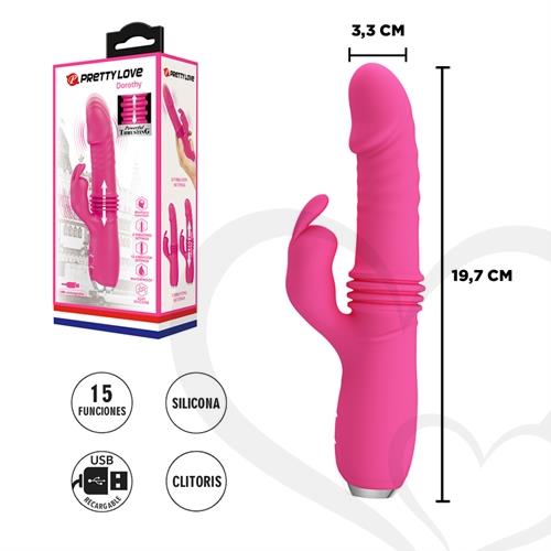 Vibrador con movimiento y estimulador de clitoris y varias velocidades USB