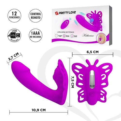 Vibrador de punto G con vibrador de clitoris, control remoto y carga USB