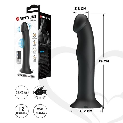 Dildo con sopapa con 12 modos de vibracion