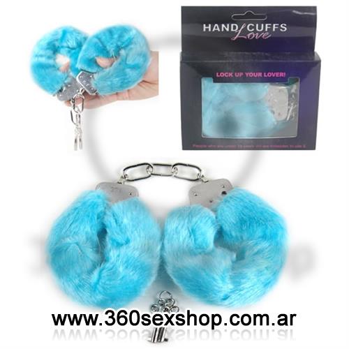 Esposas de peluche color celeste