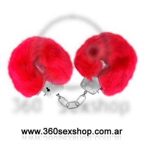 Esposas de metal cubiertas de peluche rosa