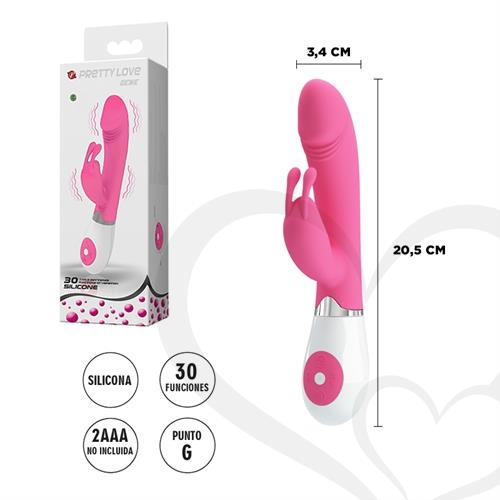 Gene vibrador con estimulador de clitoris y varias funciones