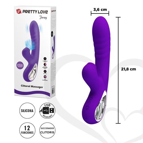 Estimulador de punto G con succionador de clitoris y carga USB