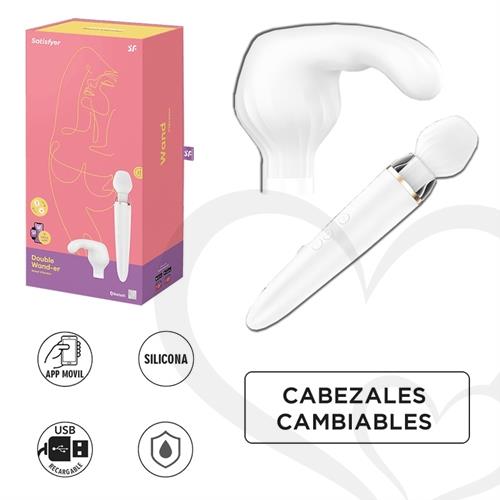 Double Wand-er Masajeador con cabeza intercambiable y control via APP