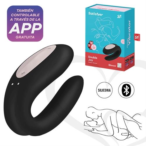 Double Joy Black estimulador para parejas con control via APP