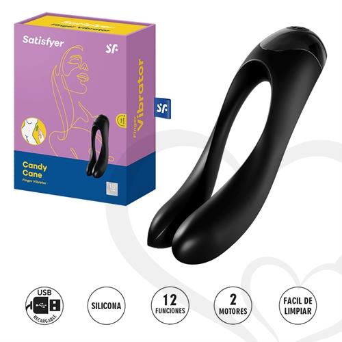 Candy Cane vibrador para dedo con 12 modos de vibracion y carga USB