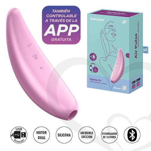 Curvy 3+ pink Succionador de clitoris con control Bluetooth