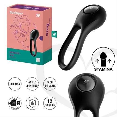 Majestic Duo Anillo para el pene de silicona innovador y flexible