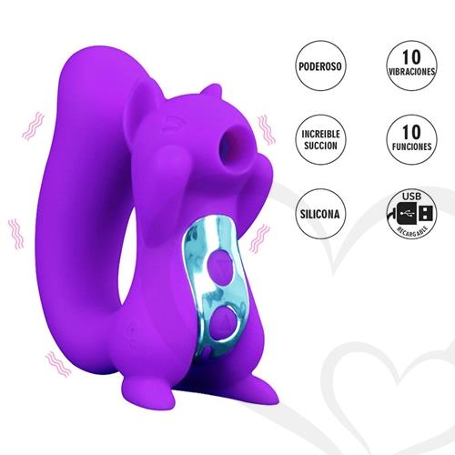 Ursa succionador de clitoris con forma de ardilla, vibracion y carga USB