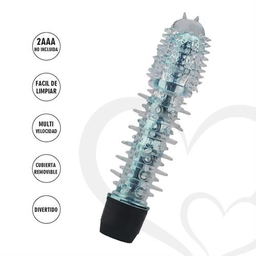 Vibrador sagitta y estimulador femenino con centro azul