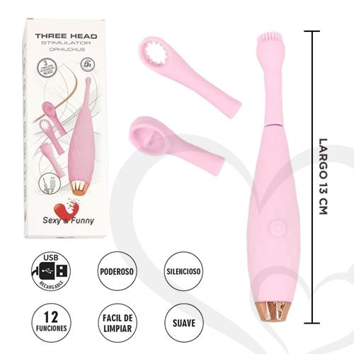 Vibrador con cabecales intercambiables y varias velocidades